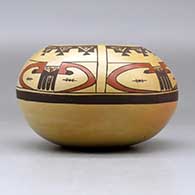 A polychrome bowl decorated with a four panel bird element and geometric design above the shoulder, click or tap to see a larger version