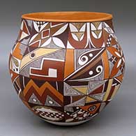 A polychrome jar decorated with a large shard geometric design
 by Diane Lewis of Acoma