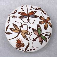 A polychrome seed pot decorated with a dragonfly, flower, plant and geometric design
 by Diane Lewis of Acoma