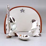 A polychrome four piece Acoma style nativity set, click or tap to see a larger version