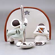 A polychrome four piece Acoma style nativity set, click or tap to see a larger version