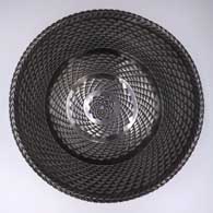 Large glossy black bowl with tooled geometric designs inside and out
 by Mariano Quezada of Mata Ortiz and Casas Grandes