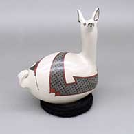 Polychrome deer effigy jar with a geometric design
 by Gerardo Tena of Mata Ortiz and Casas Grandes