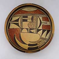 Polychrome bowl with geometric design and fire clouds
 by Unknown of Hopi