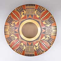 Polychrome jar with fire clouds and a checkerboard and geometric design
 by Steve Lucas of Hopi