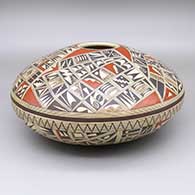 Polychrome jar with fire clouds and a geometric design
 by Rondina Huma of Hopi