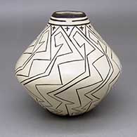 Black-on-white jar with a geometric design
 by Delaine Tootsie Chee of Hopi