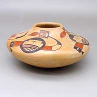 Polychrome jar with fire clouds and a four-panel geometric design
 by Rachel Sahmie of Hopi