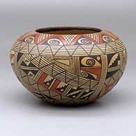 A polychrome bowl decorated with a four-panel sherd and geometric design
 by Rondina Huma of Hopi