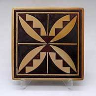 A polychrome tile decorated with a kiva step and geometric design
 by Stetson Setalla of Hopi