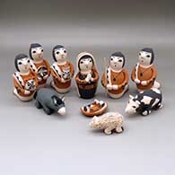 Large ten-piece polychrome nativity set
 by Angel Bailon of Santo Domingo, Laguna and Jemez