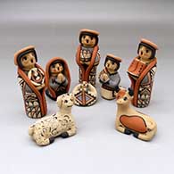 An eight piece Jemez style nativity set
 by Chrislyn Fragua of Jemez