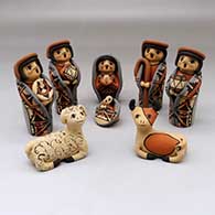 An eight piece Jemez style nativity set
 by Chrislyn Fragua of Jemez