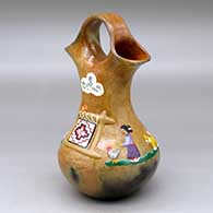 A polychrome wedding vase decorated with a Navajo Lifestyle design
 by Elizabeth Manygoats of Dineh