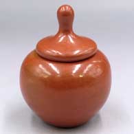 Plain polished red jar with a lid
 by Anita Martinez of San Ildefonso