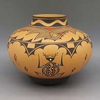 Polychrome jar with frog, tadpole, and geometric design
 by Anderson Jamie Peynetsa of Zuni