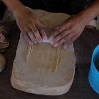 Pottery shards eventually become powder