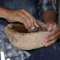Grinding more of the brown paint stone