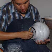 Painting with the orange paint