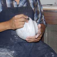 Polishing white a round river rock